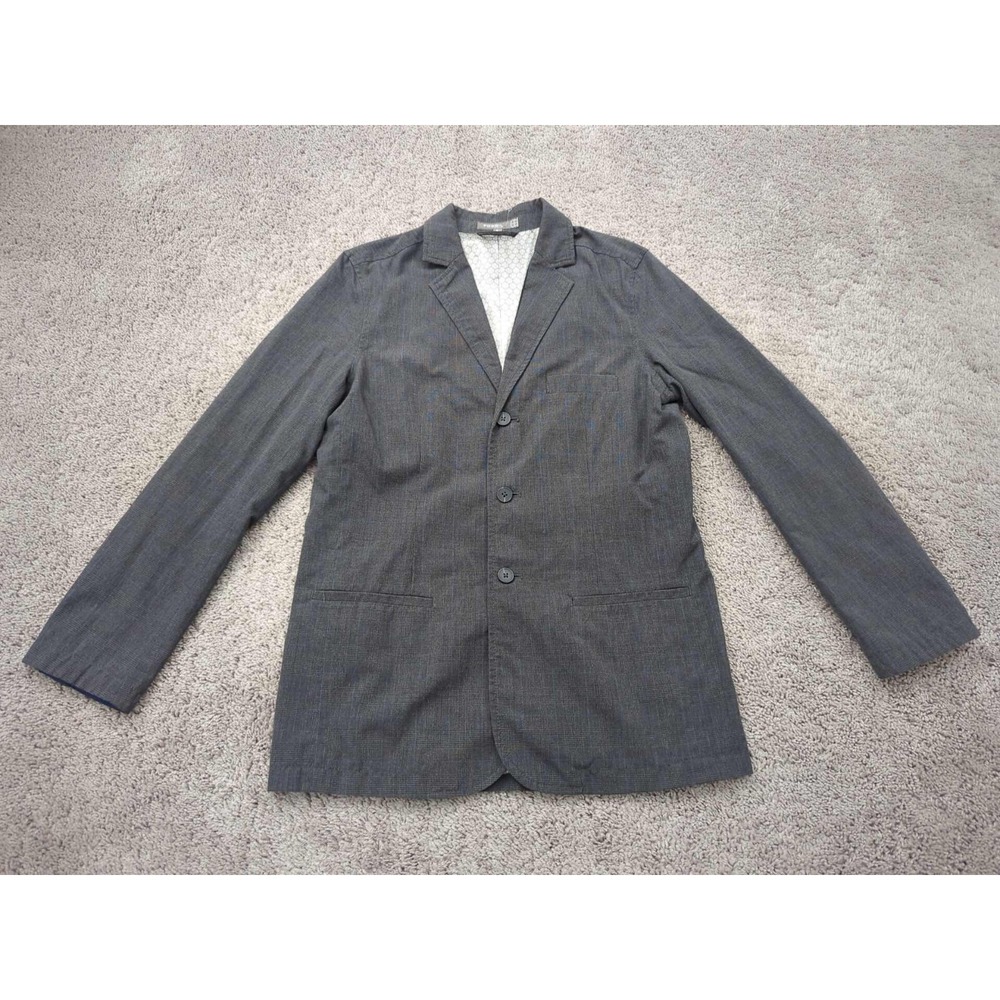 Fossil Blazer Mens Small Gray Plaid Three‎ Button Front Lined Formal Casual